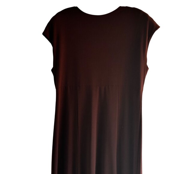 Focus Size 14 V-Neck Business Stylist Casual Sleeveless Maxi Dress Brown - Picture 9 of 13